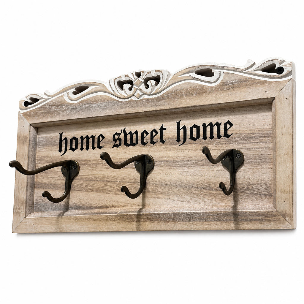 Porte Clé Mural Bois Vintage avec 4 Crochets - image principale