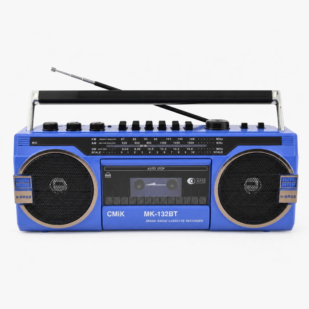 Poste Radio Cassette Rétro Style Années 80 - Bleu