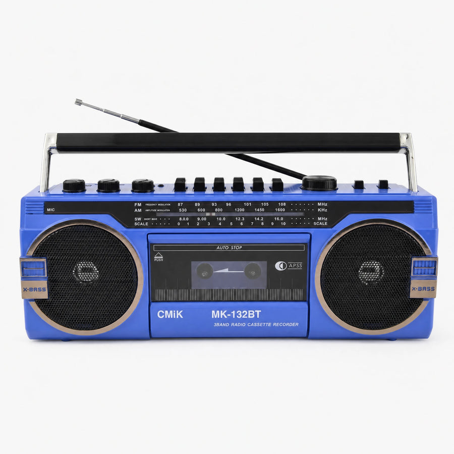 Poste Radio Cassette Rétro Style Années 80 - Bleu