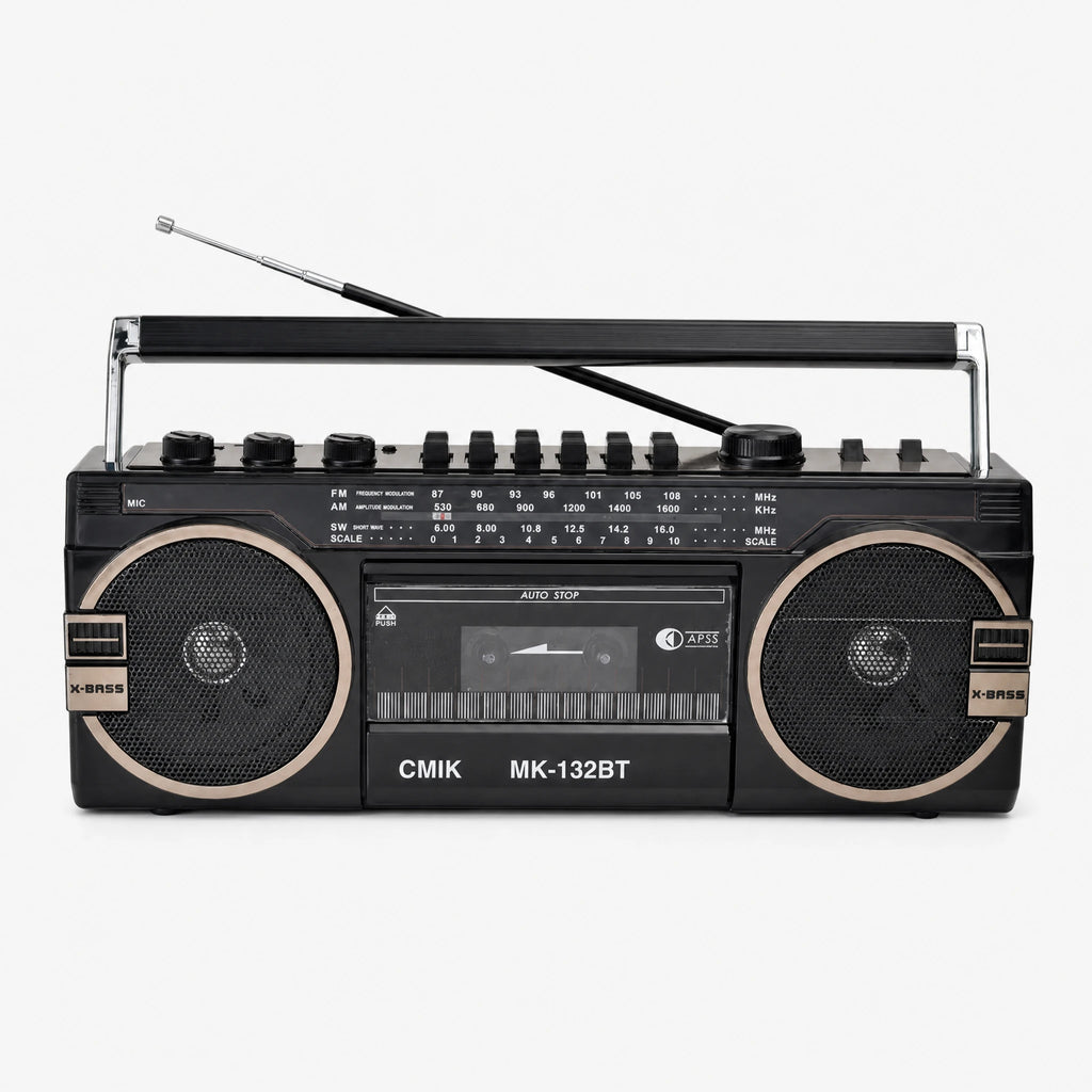 Poste Radio Cassette Rétro Style Années 80 - Noir