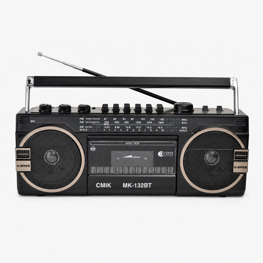Poste Radio Cassette Rétro Style Années 80 - Noir