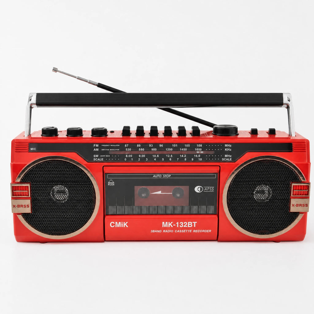 Poste Radio Cassette Rétro Style Années 80 - Rouge