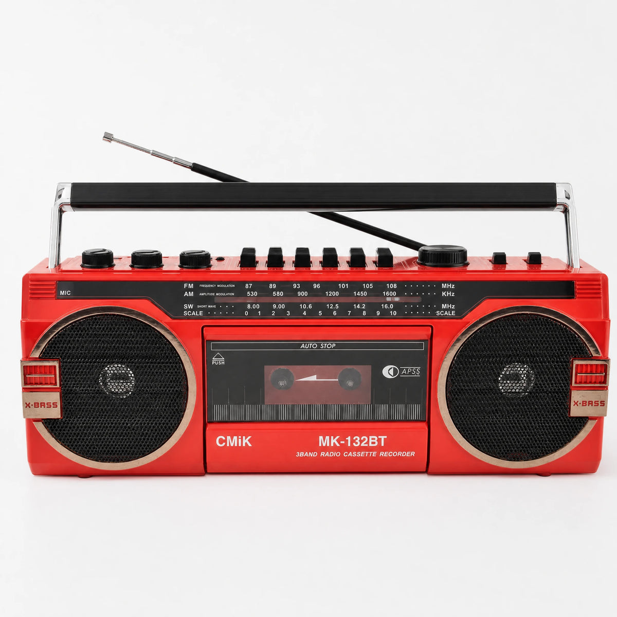 Poste Radio Cassette Rétro Style Années 80 - Rouge