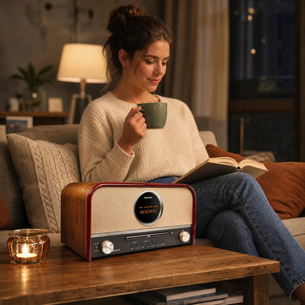 Radio lecteur CD vintage Bluetooth, design rétro bois - Utilisation GLOBALE