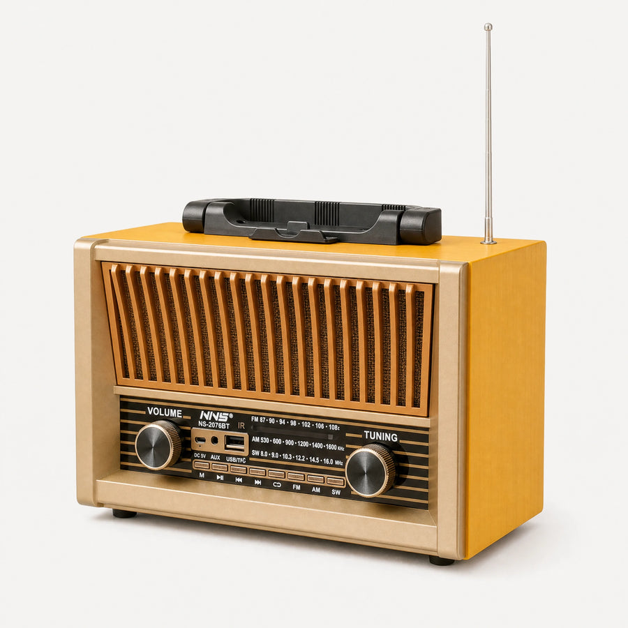 Radio Vintage à Design Rétro avec Bluetooth - Jaune