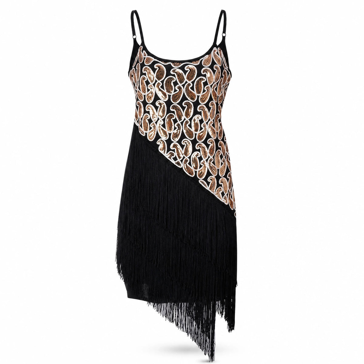 Robe Charleston à Franges Asymétriques Sequins - image principale