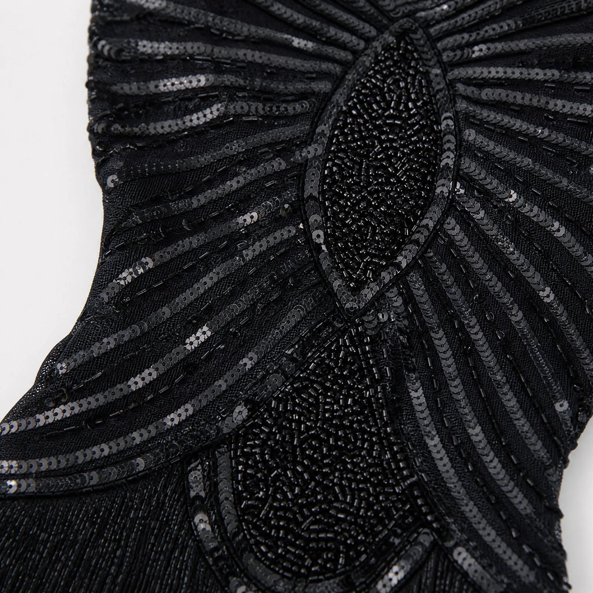 Robe Charleston Noire Grande Taille - close-up détail matière