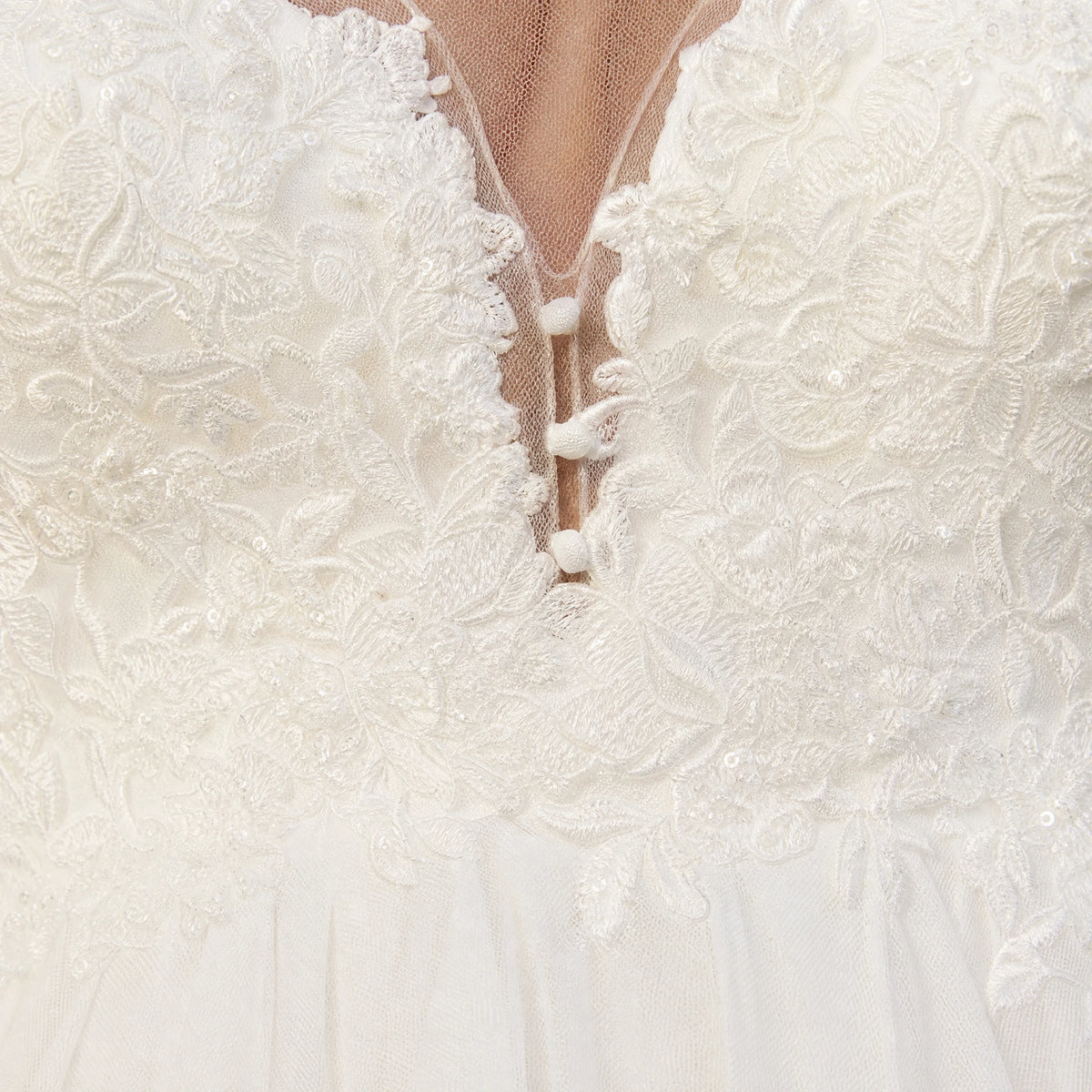 Robe de Mariée Vintage Grande Taille - close-up détail matière