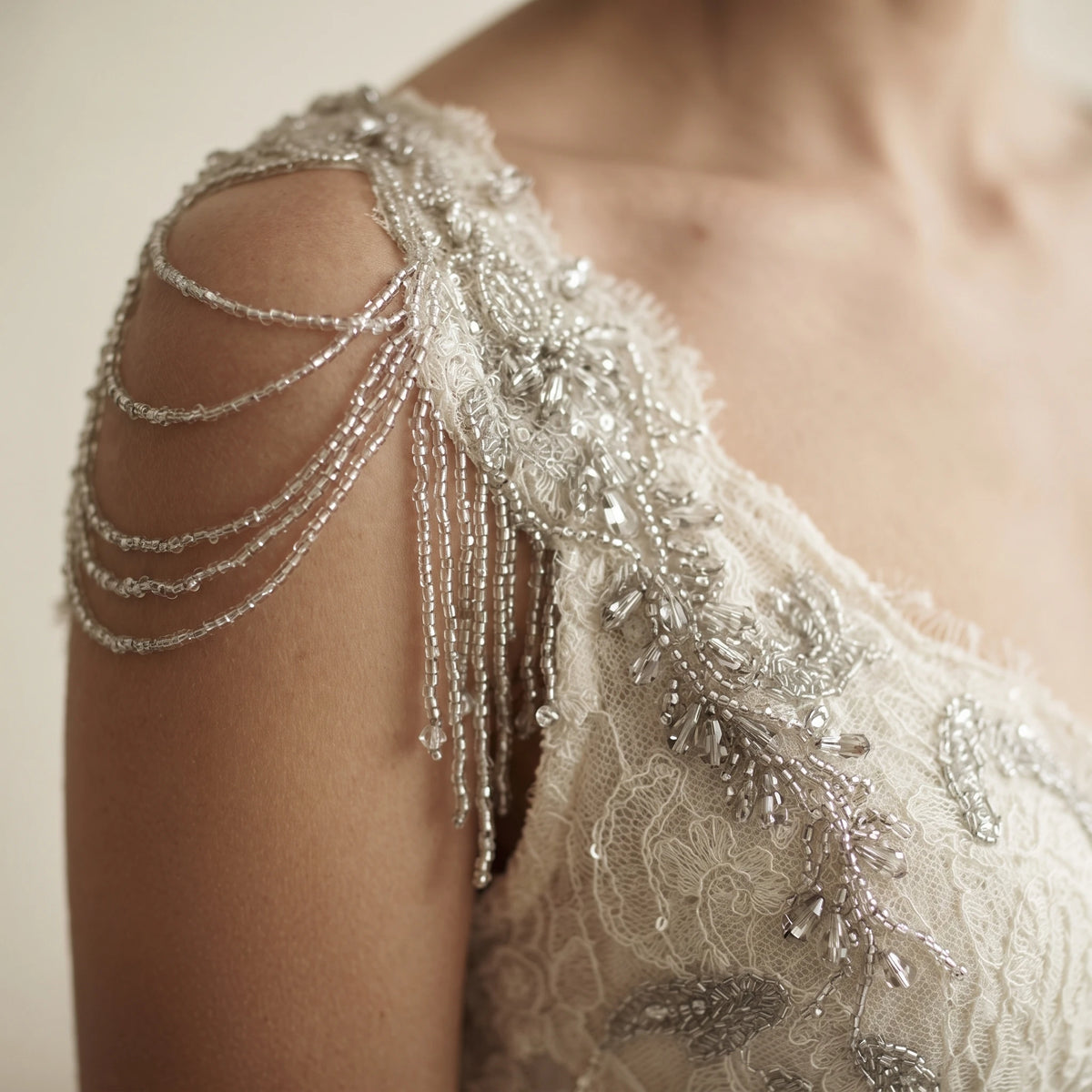 Robe de Mariée Vintage Romantique - close-up détail matière