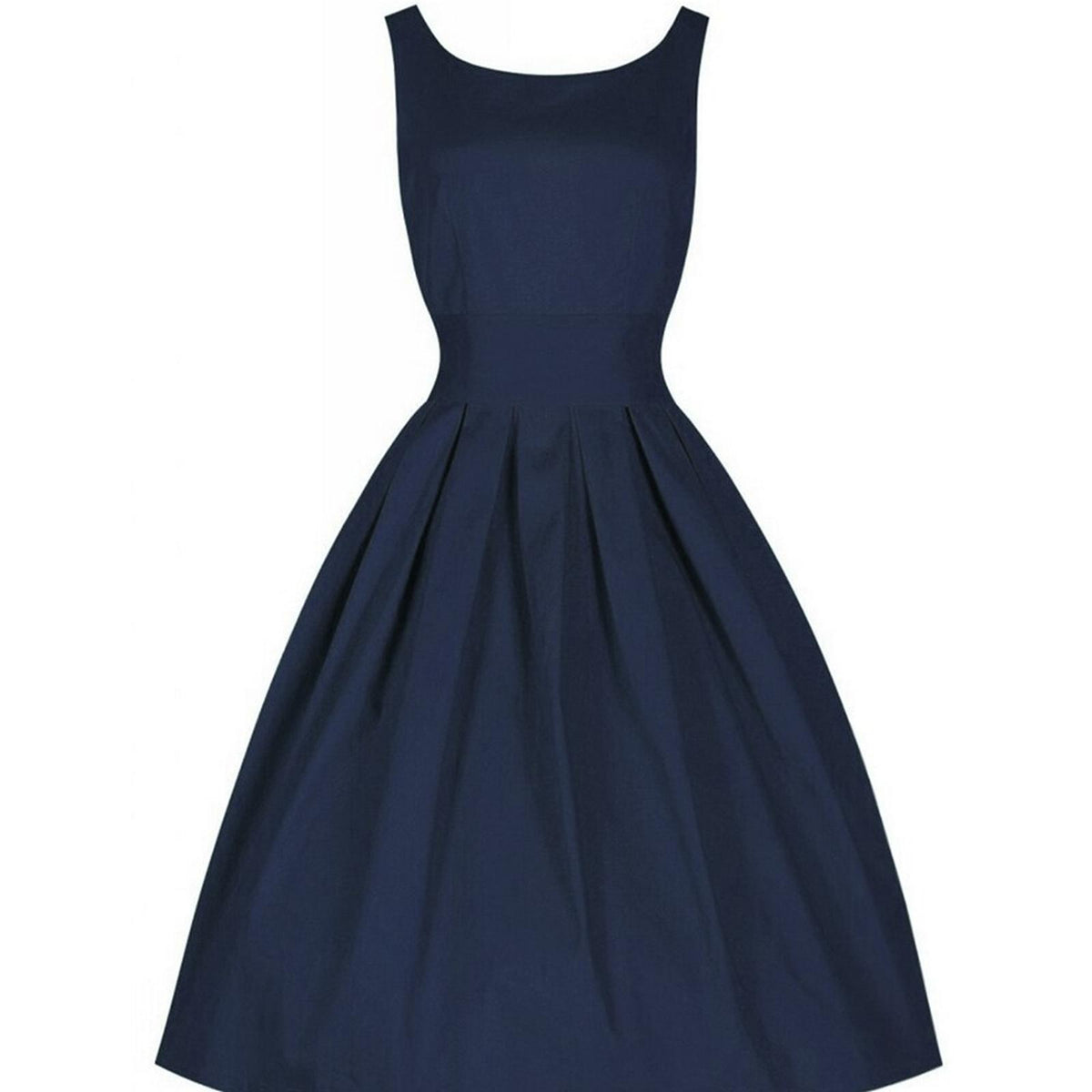 Robe rockabilly bleu marine unie vue de face