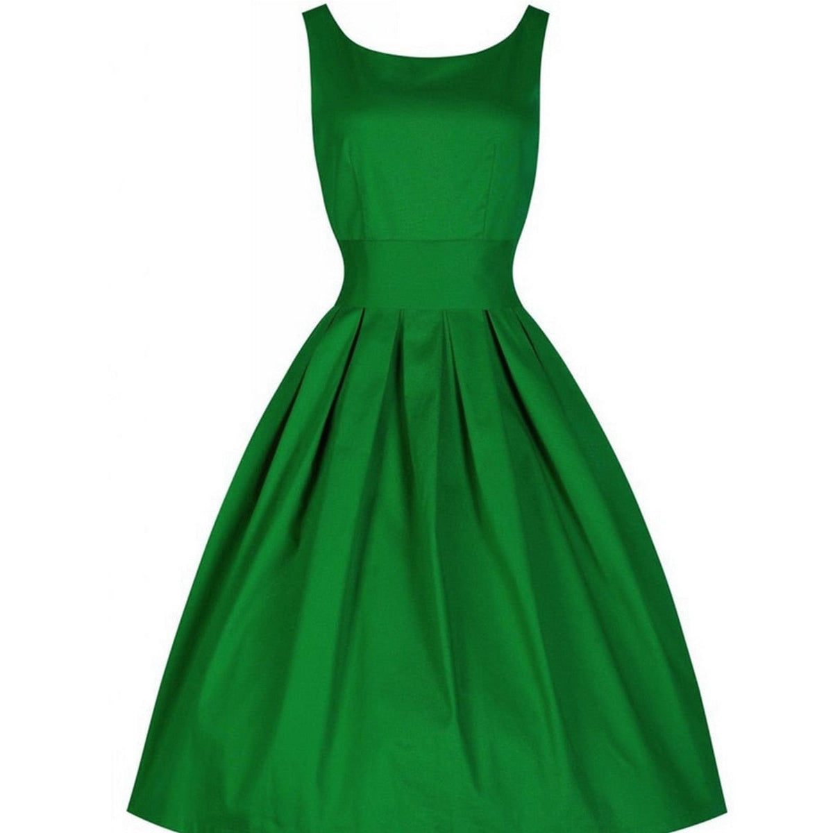 Robe rockabilly verte unie vue de face
