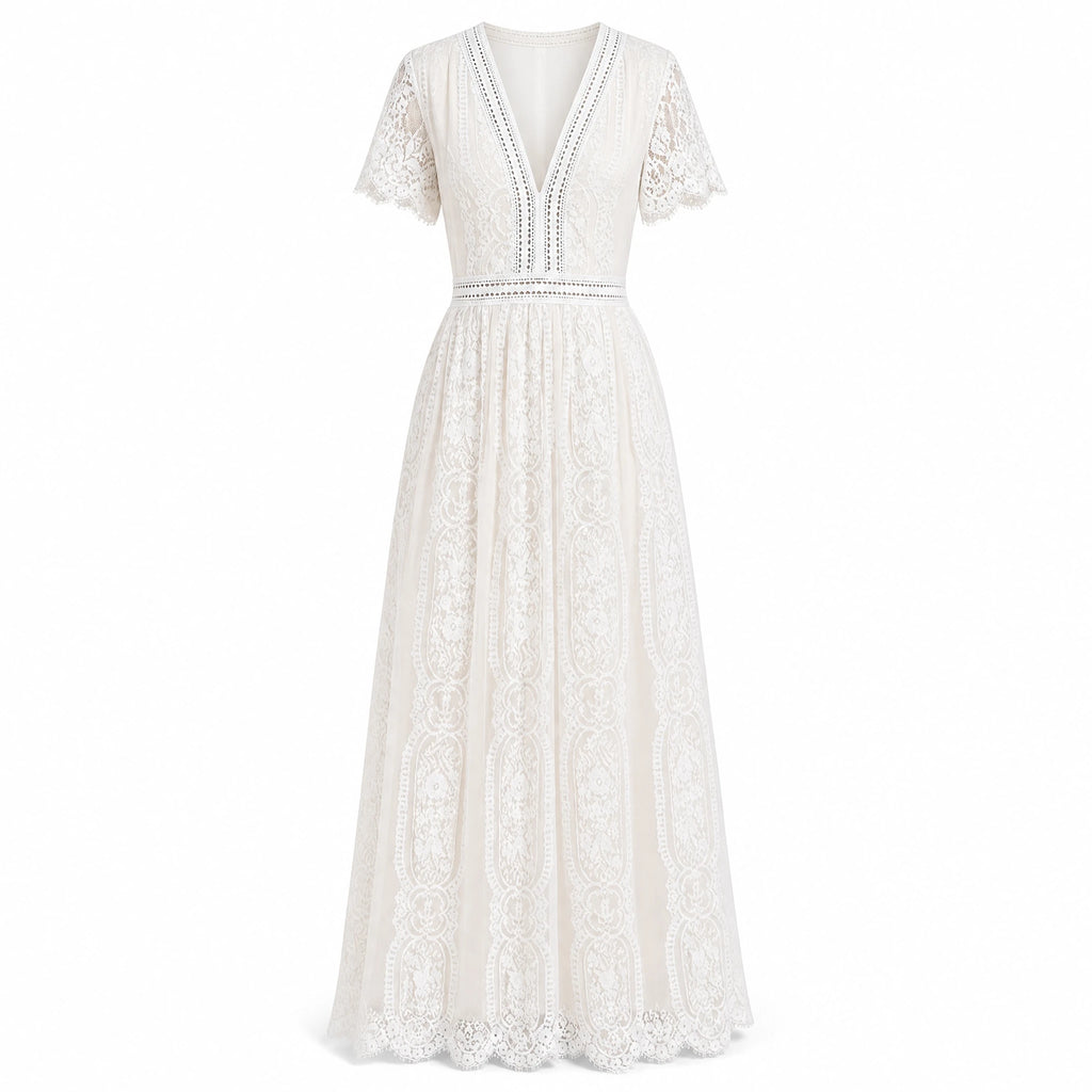 Robe Longue Blanche Vintage - image principale