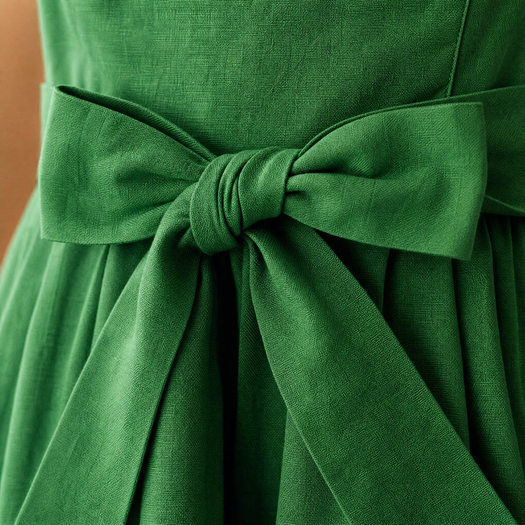 Robe Vintage Verte Année 50 - close-up détail matière