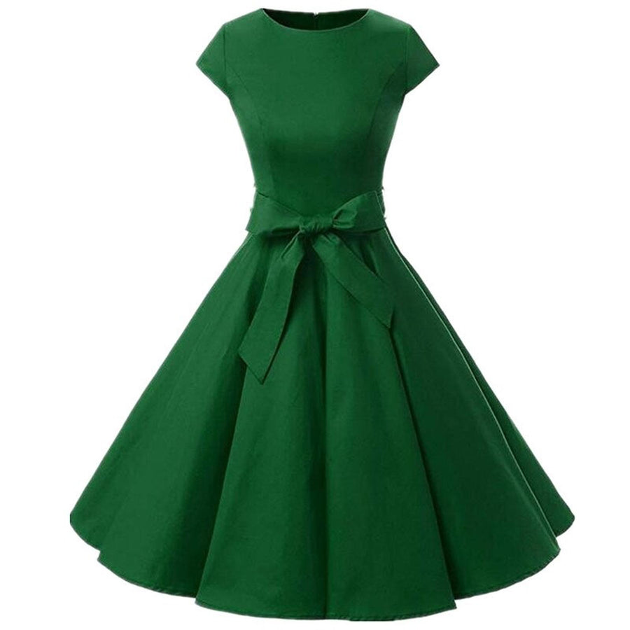 Robe vintage verte années 50 vue de face
