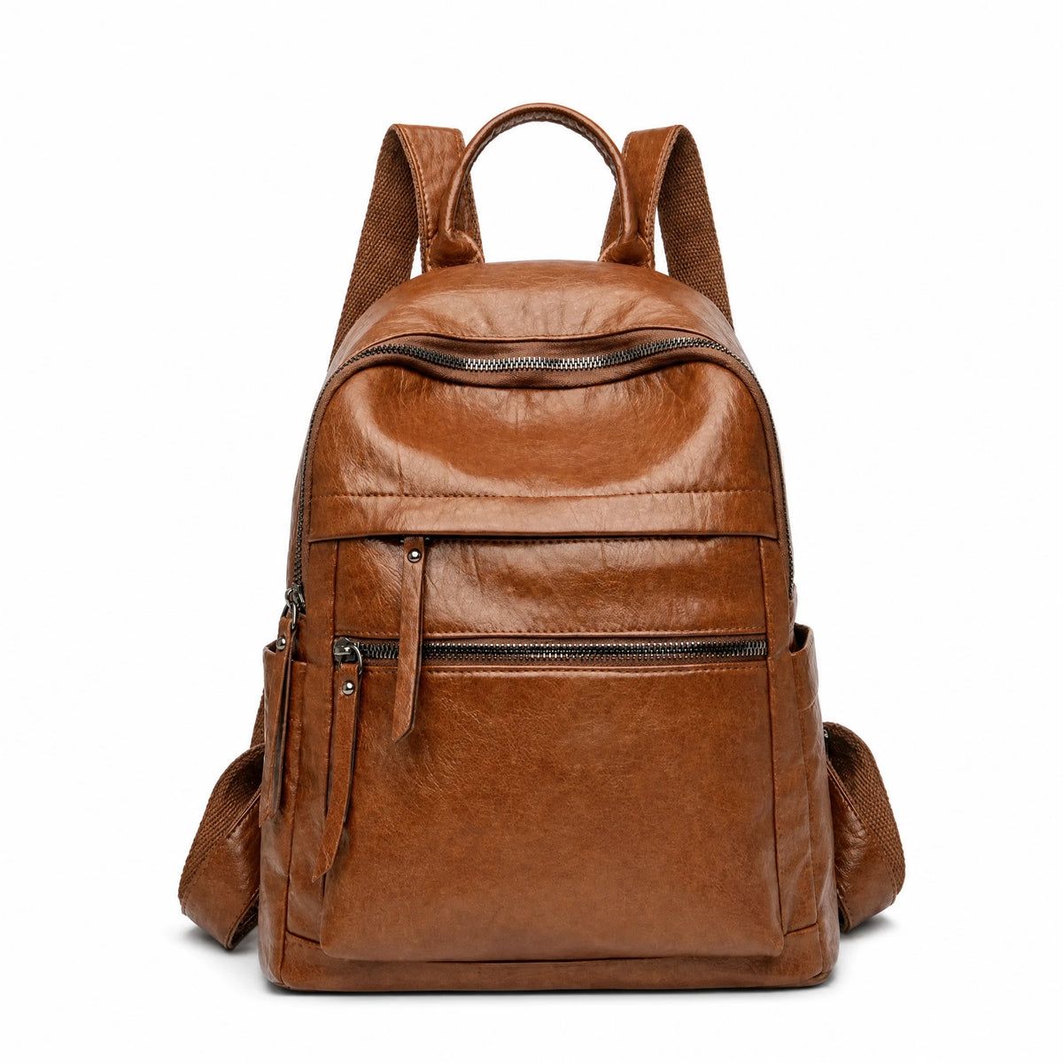 Sac à dos cuir vintage femme multi-poches marron ou noir - image principale