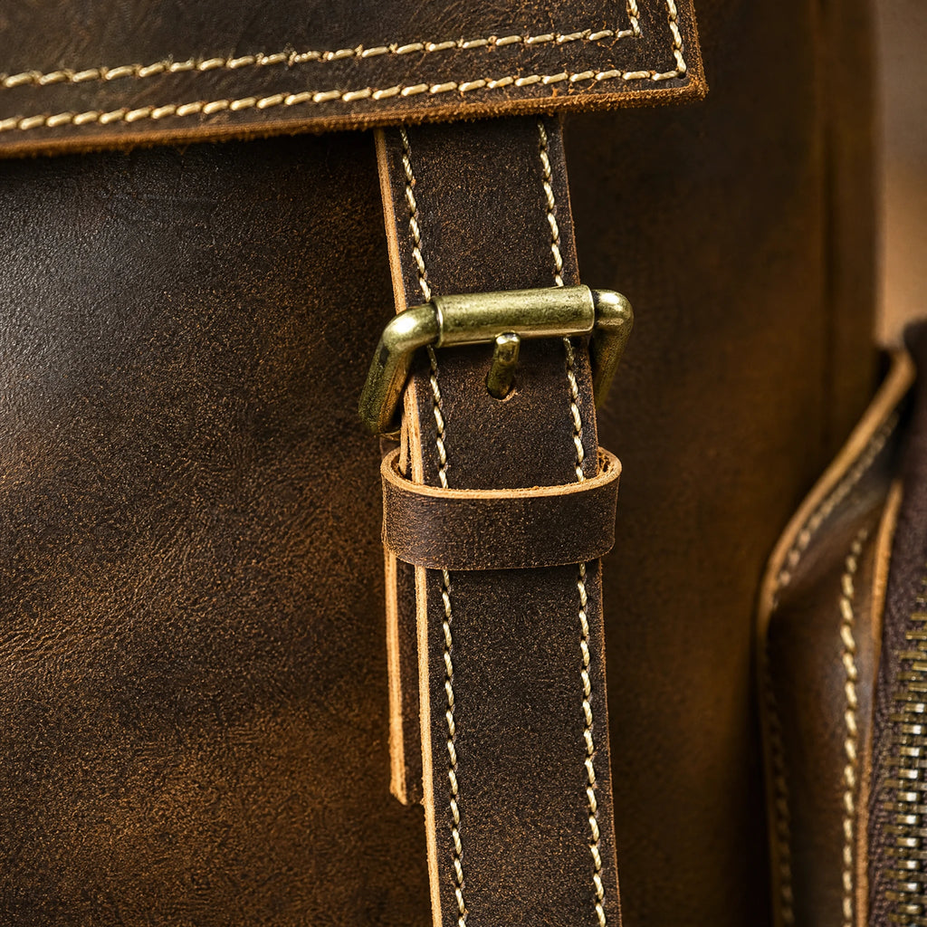 Sac à Dos Moto Vintage Imperméable - close-up détail matière