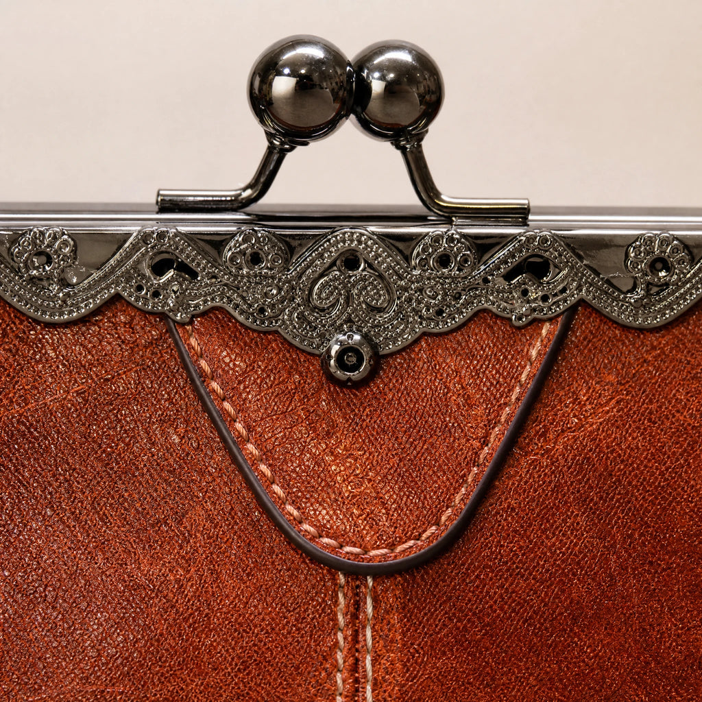 Sac à Main Rétro Fermoir Vintage Façon Docteur - close-up détail matière