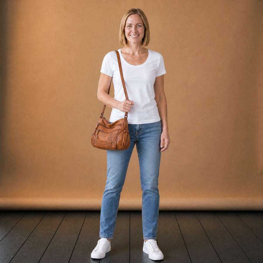 Sac Bandoulière Cuir Souple à Poches Multiples - VETEMENT Studio FEMME