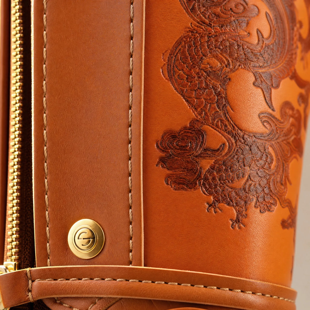 Sac de Golf Vintage Cuir - close-up détail matière