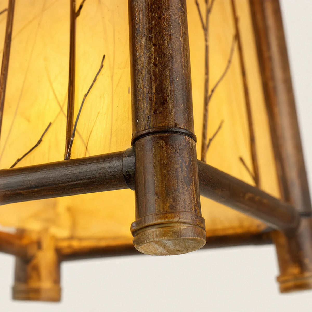Suspension Bambou Pagode Style Asiatique Rétro - close-up détail matière
