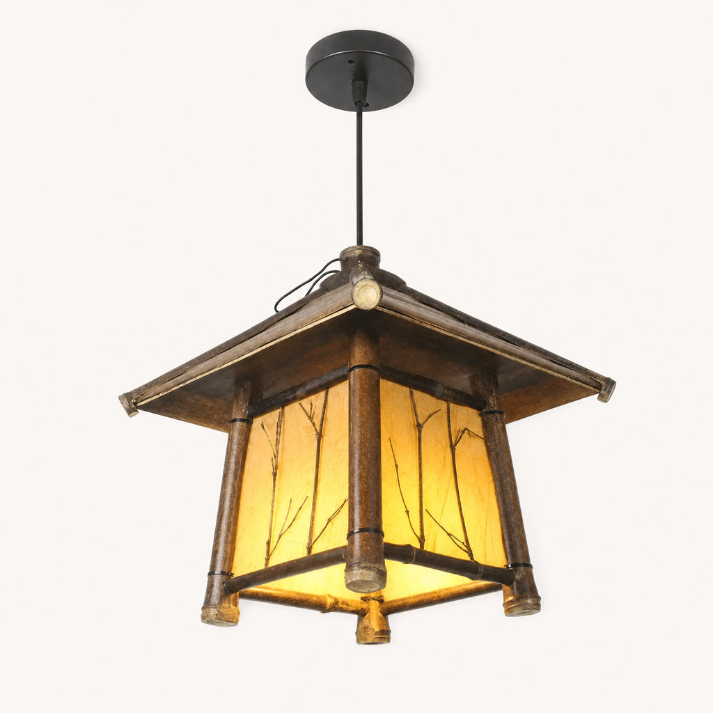 Suspension Bambou Pagode Style Asiatique Rétro - image principale