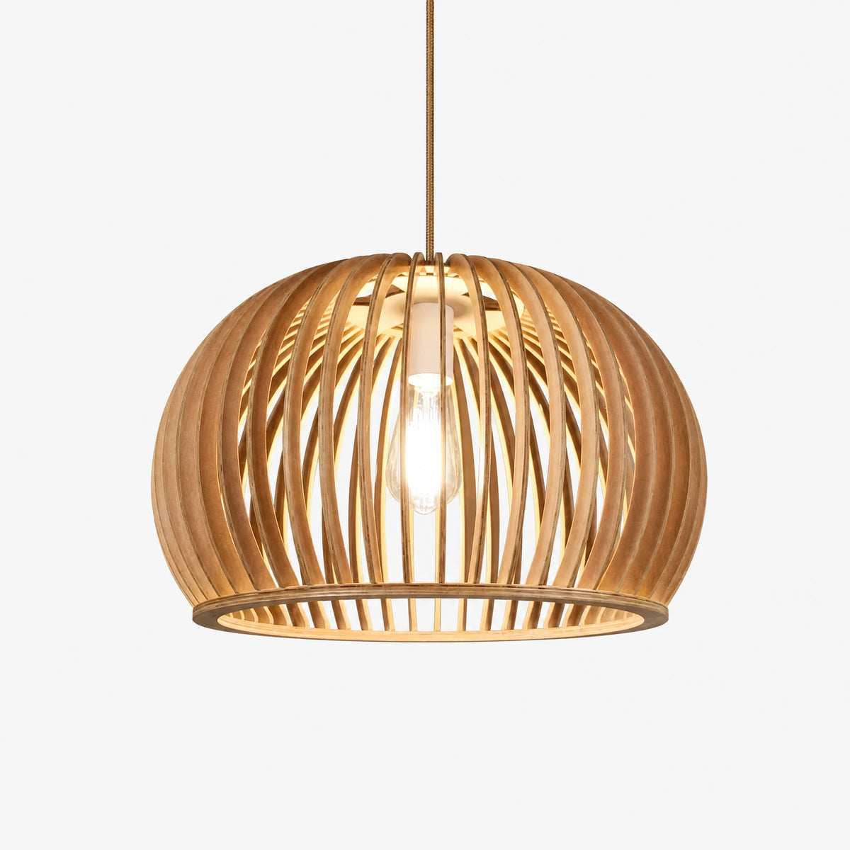 Suspension Bois Design à Lamelles en Forme de Dôme - image principale