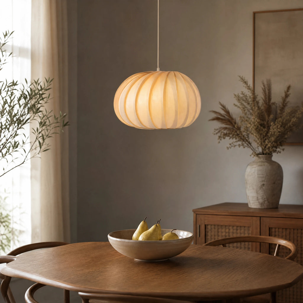 Suspension Bois Scandinave Forme Citrouille Lamelles - OBJETS VARIES