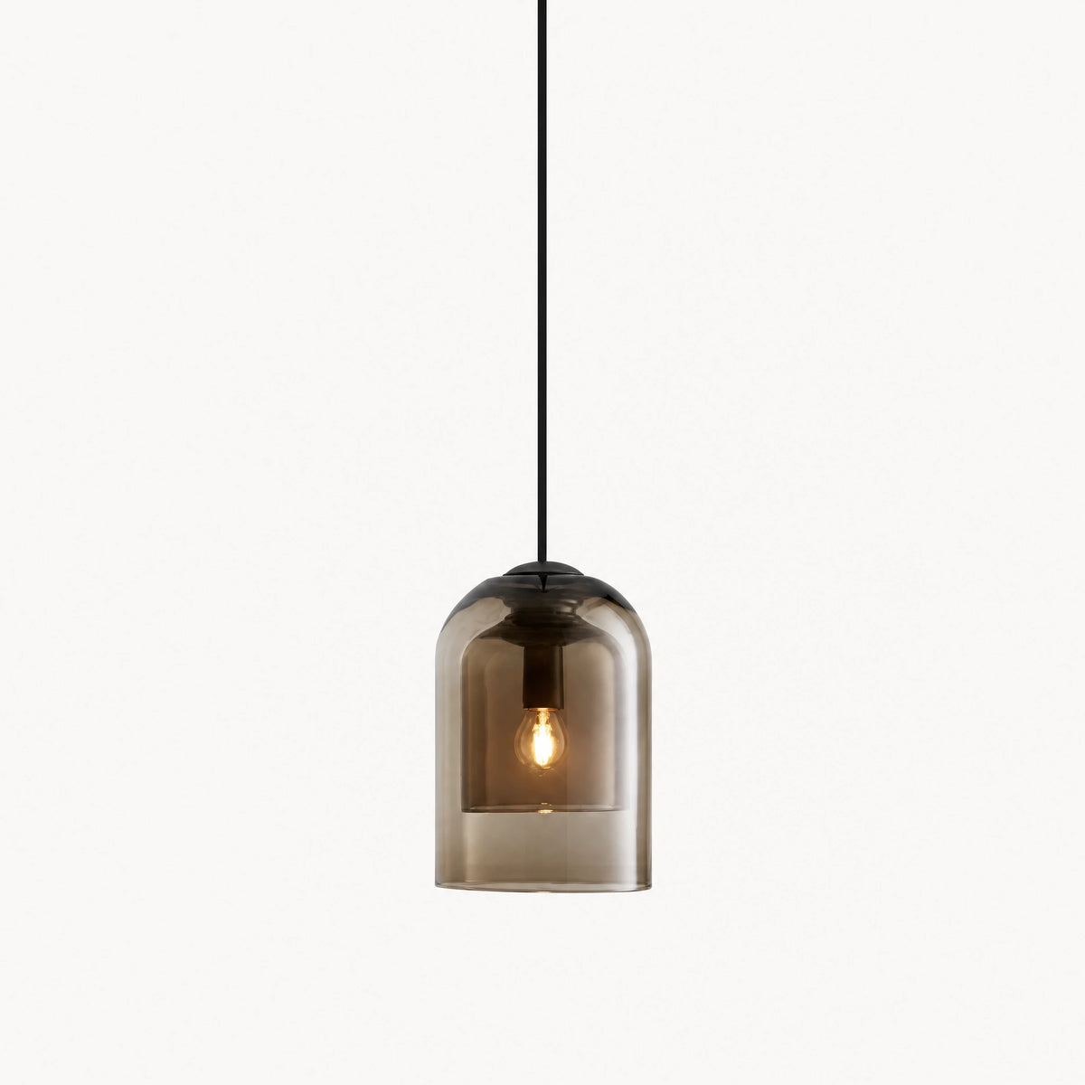 Suspension en verre fumé double paroi design moderne - image principale