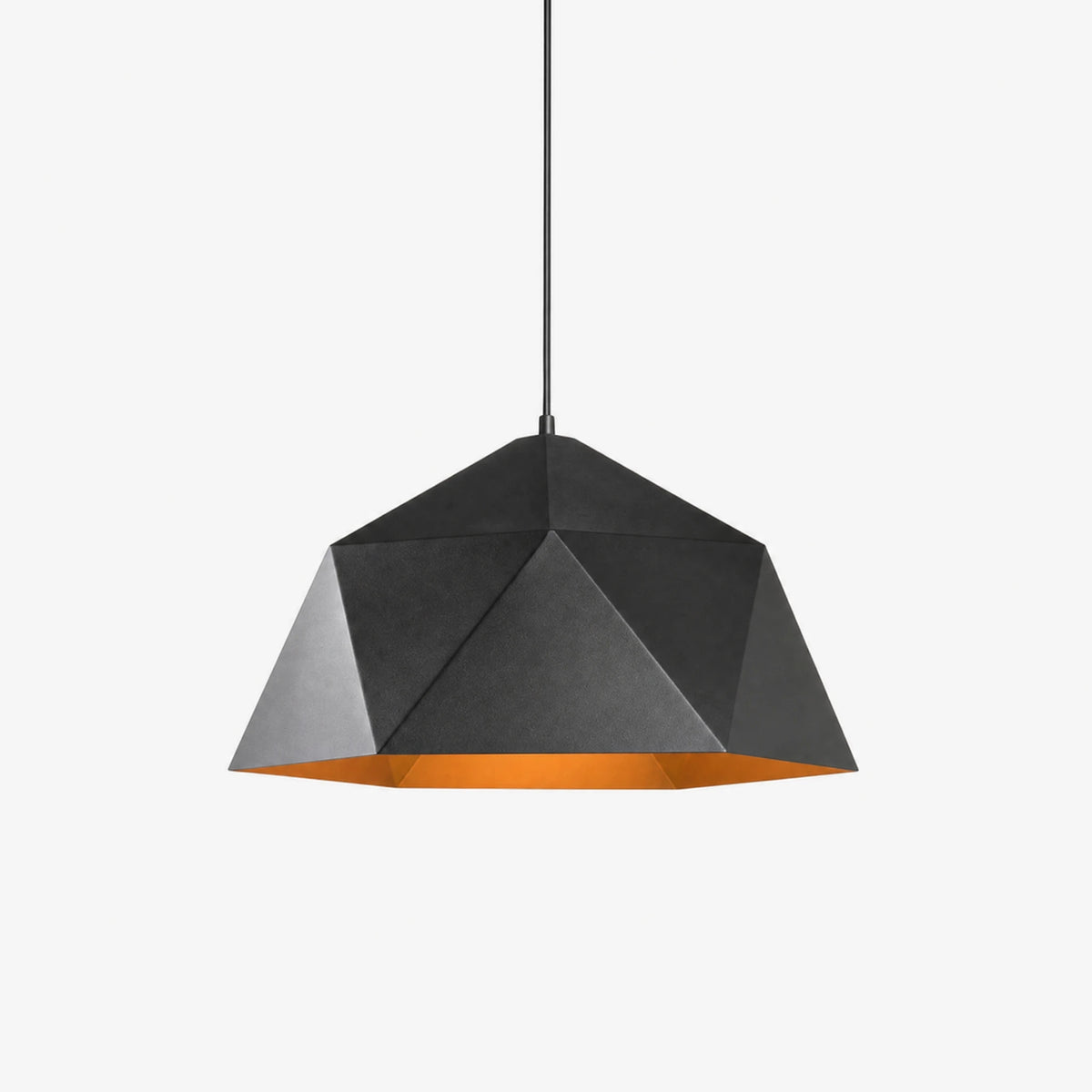 Suspension Géométrique Noire Intérieur Orangé 25cm - image principale