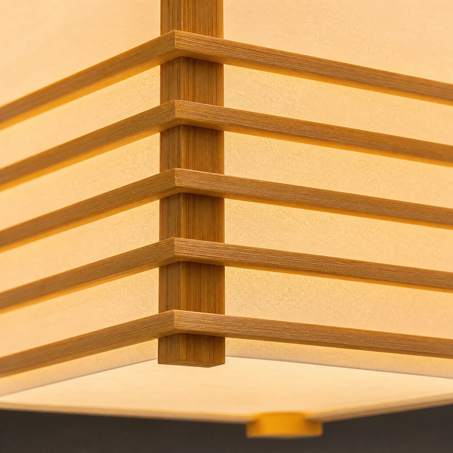 Suspension Japonaise Bois à Lamelles Style Maison de Thé - close-up détail matière