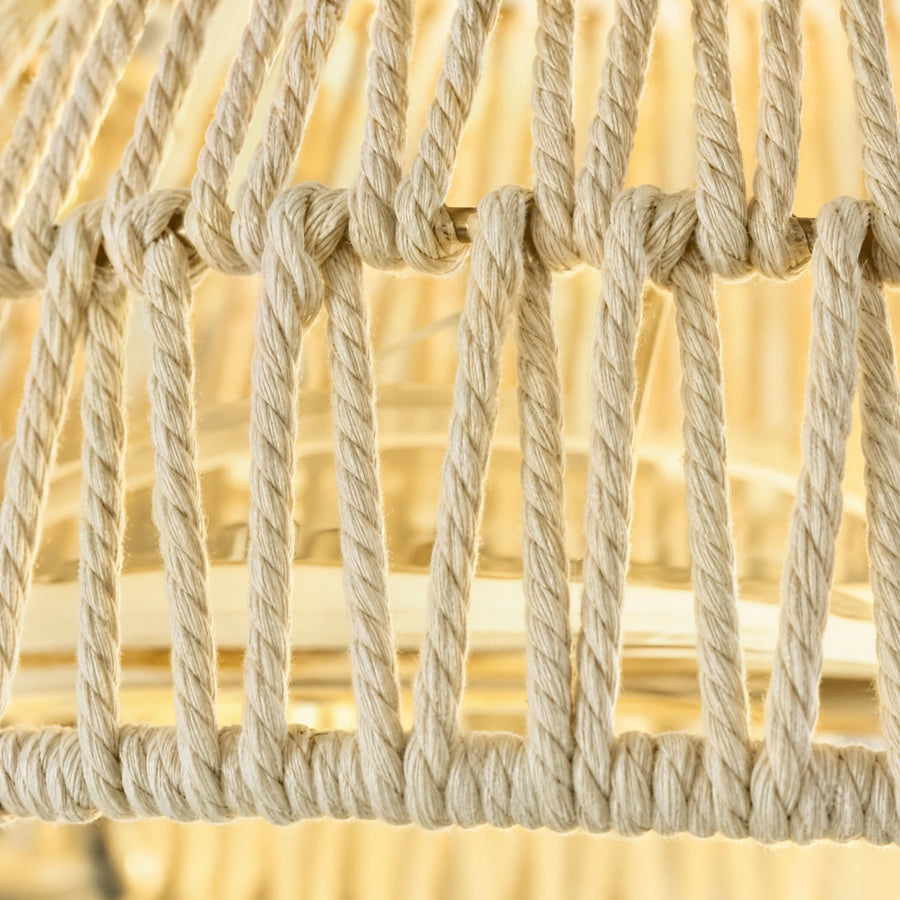 Suspension Luminaire Rotin Tressé Forme Dôme Naturel - close-up détail matière
