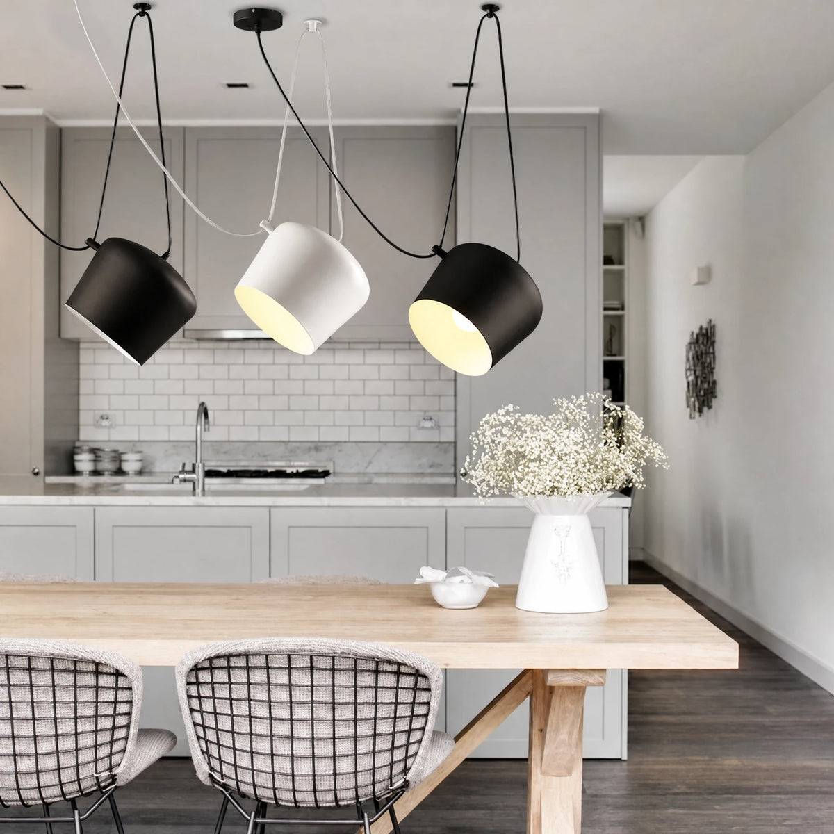 Suspension moderne tambour avec câble réglable - OBJETS VARIES