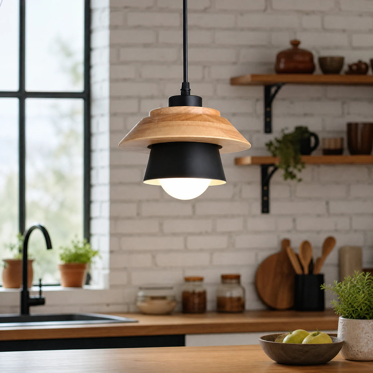 Suspension Scandinave Bois et Métal au Design Épuré - OBJETS VARIES
