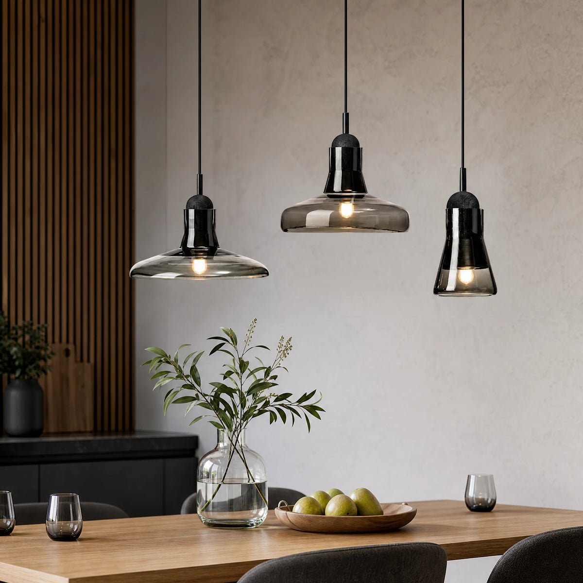 Suspension Verre Fumé Design Contemporain - OBJETS VARIES