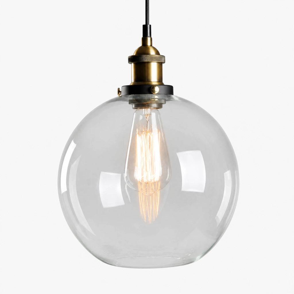 Suspension Verre Vintage à Globe avec Finition Laiton - image principale