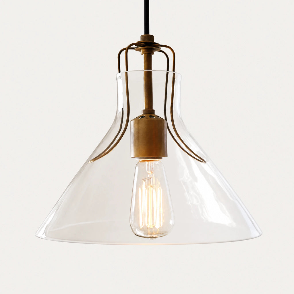 Suspension verre vintage avec abat-jour parapluie transparent - image principale