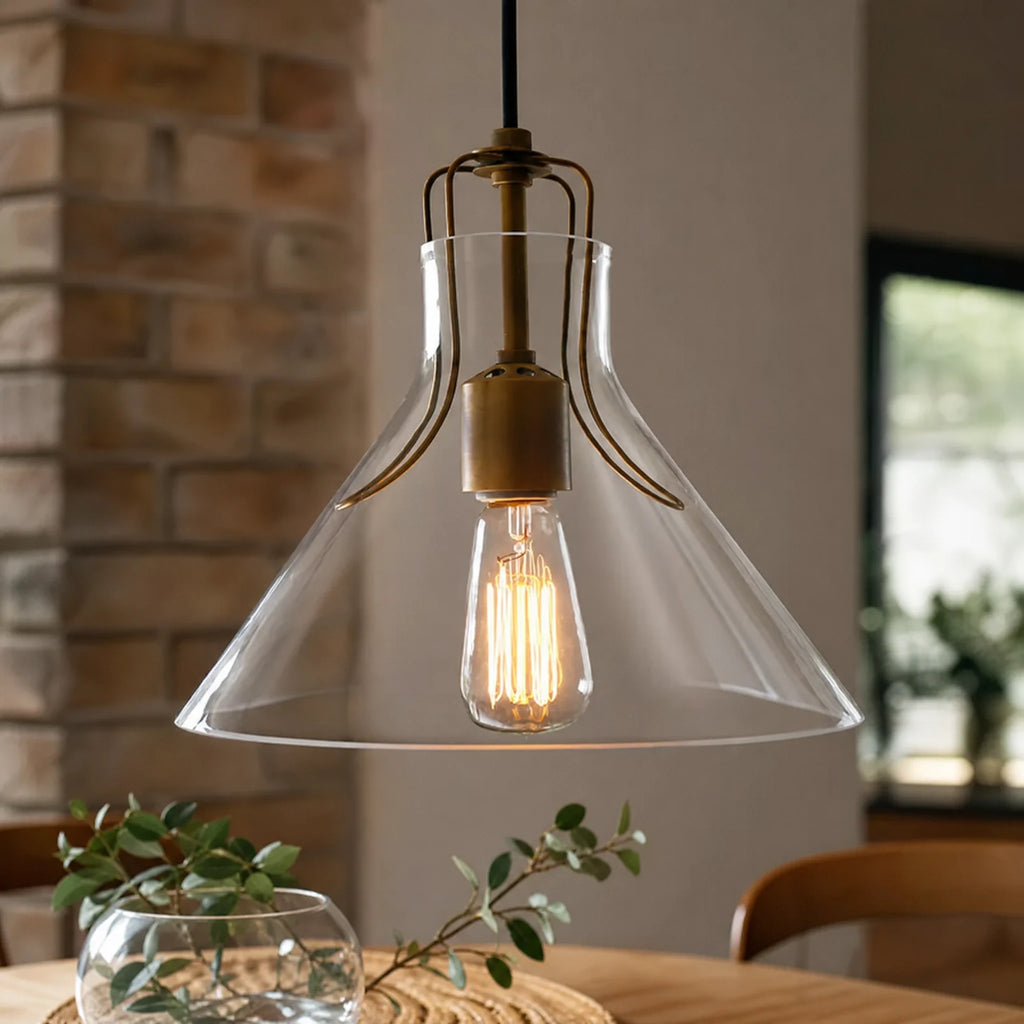 Suspension verre vintage avec abat-jour parapluie transparent - OBJETS VARIES