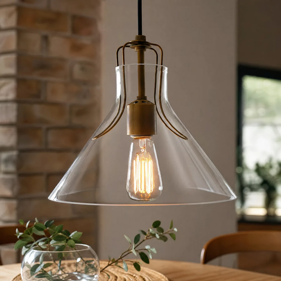 Suspension verre vintage avec abat-jour parapluie transparent - OBJETS VARIES