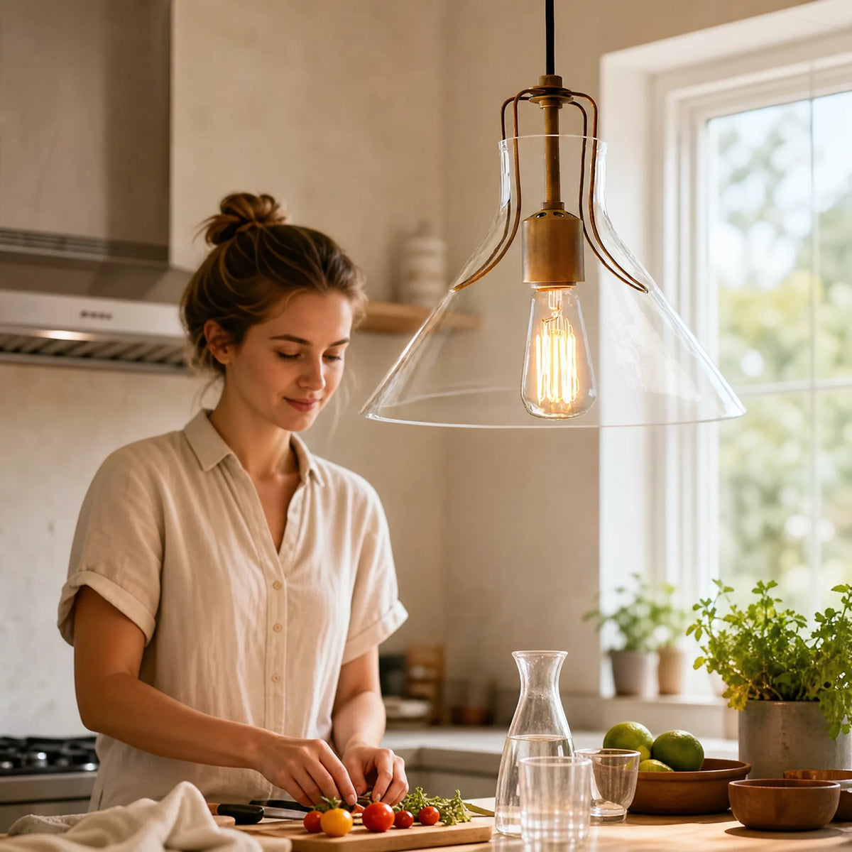 Suspension verre vintage avec abat-jour parapluie transparent - Utilisation GLOBALE