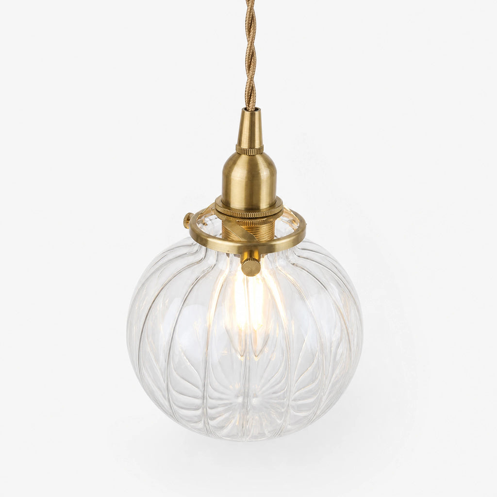 Suspension Verre Vintage avec Abat-jour Rainuré - image principale