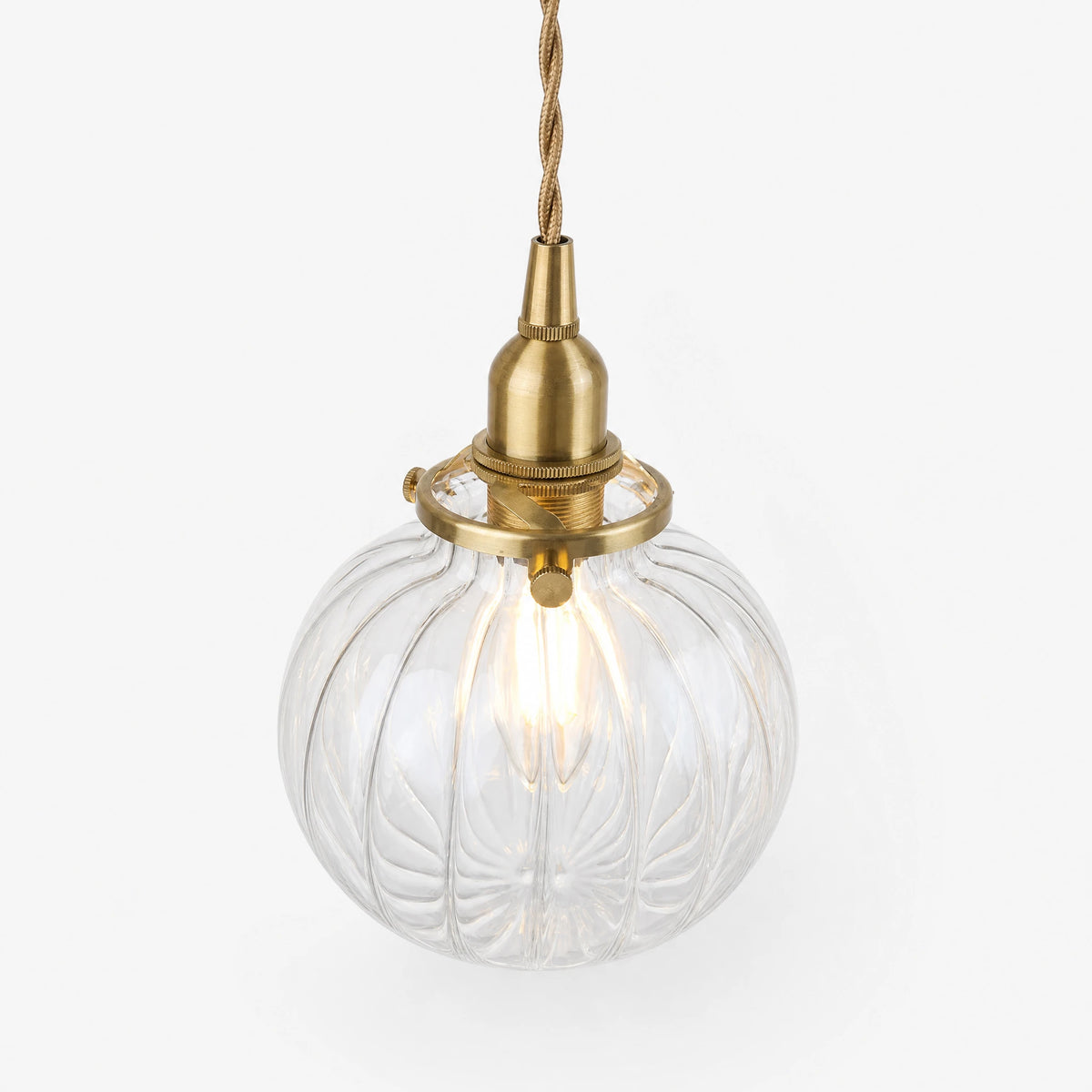 Suspension Verre Vintage avec Abat-jour Rainuré - image principale