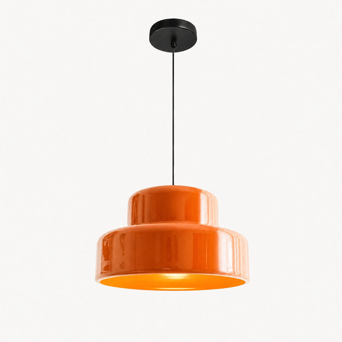 Suspension vintage orange à double abat-jour étagé - image principale