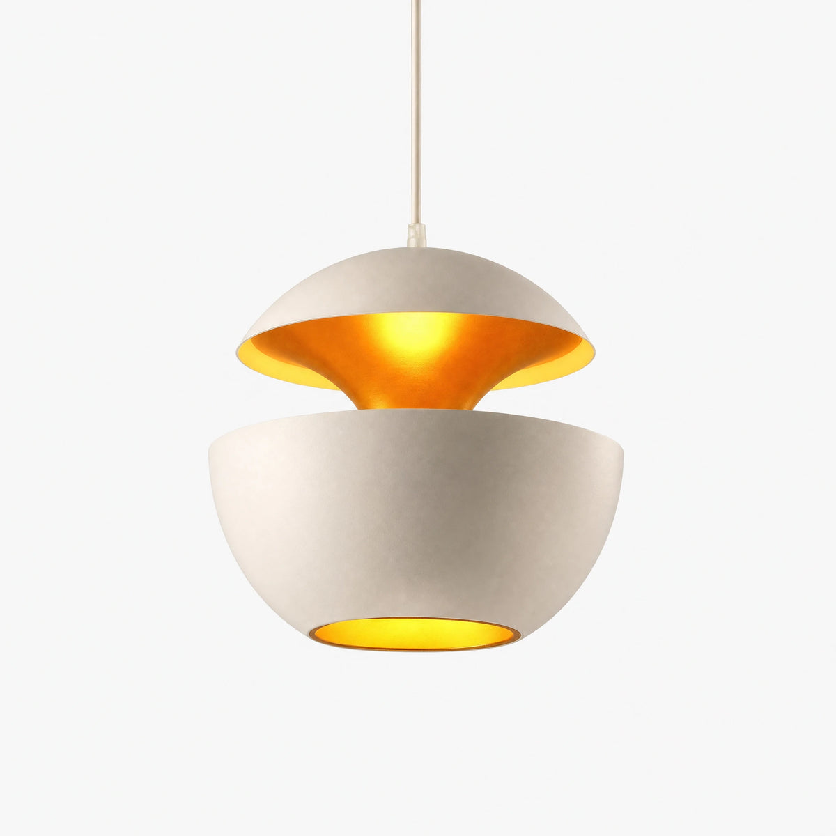 Suspension Vintage Sphérique Bicolore Blanche et Dorée - image principale