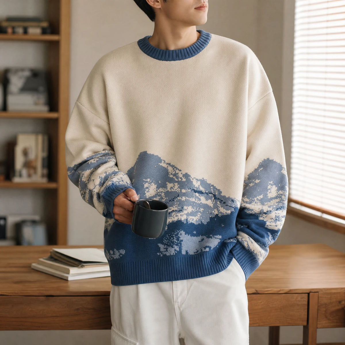 Sweat Blanc Bleu Vintage - Utilisation GLOBALE