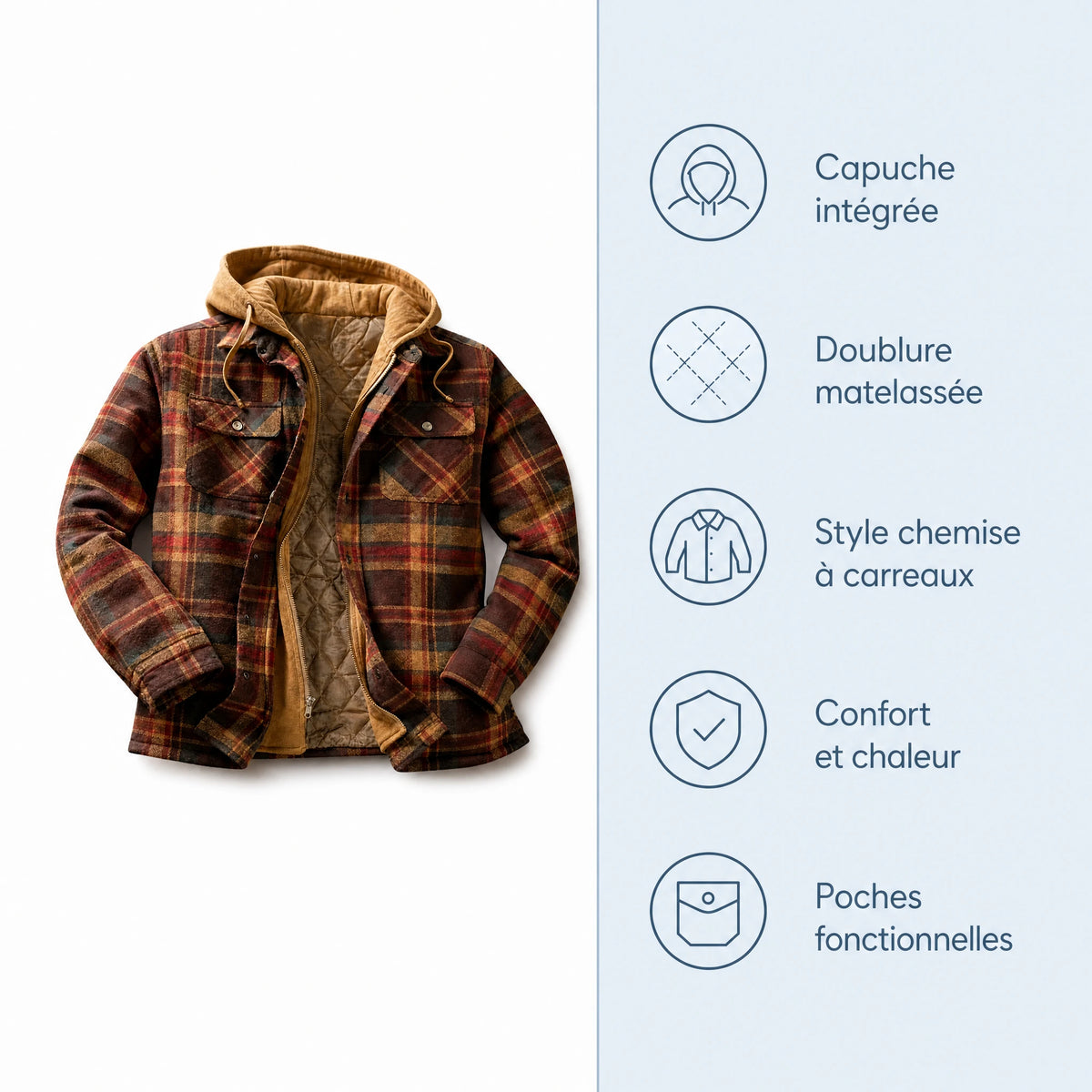 Veste à Carreaux Homme Vintage - Bénéfices produit