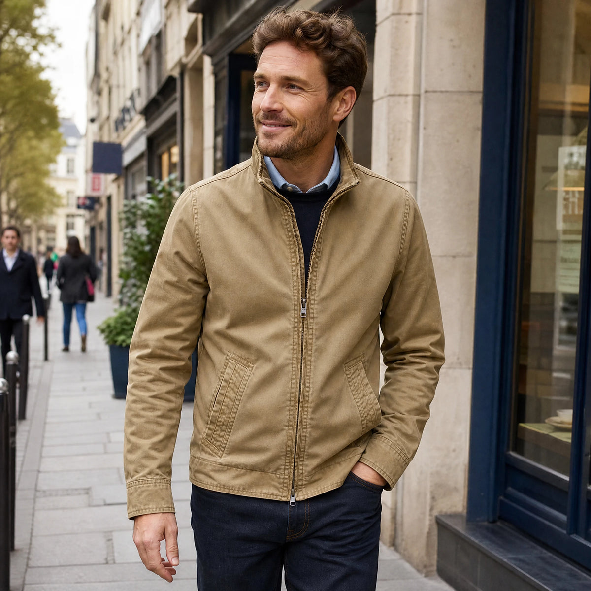 Veste cargo vintage en coton lavé à col montant - Utilisation GLOBALE