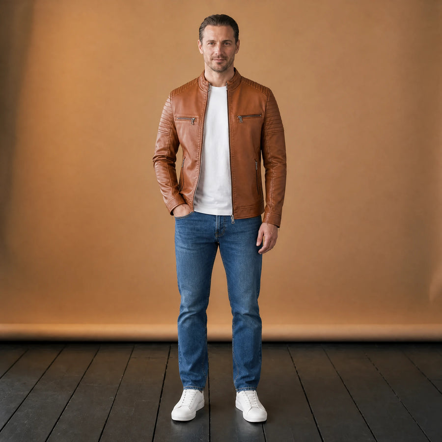 Veste Cuir Moto Vintage - VETEMENT Studio HOMME