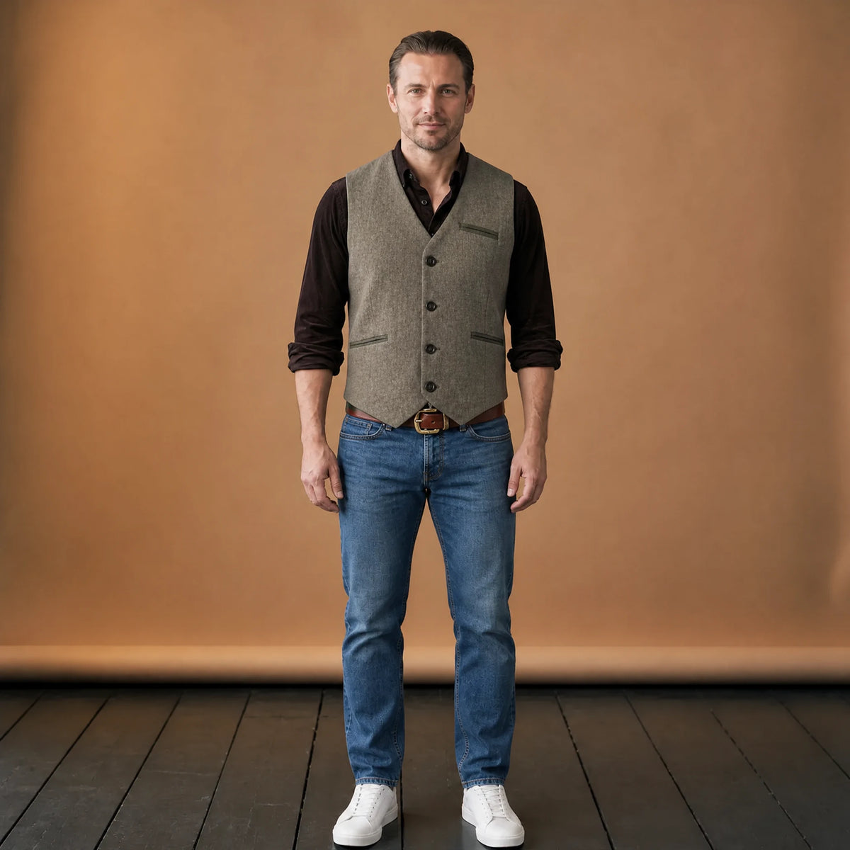 Veste de costume en cuir vintage à boutonnage simple - VETEMENT Studio HOMME