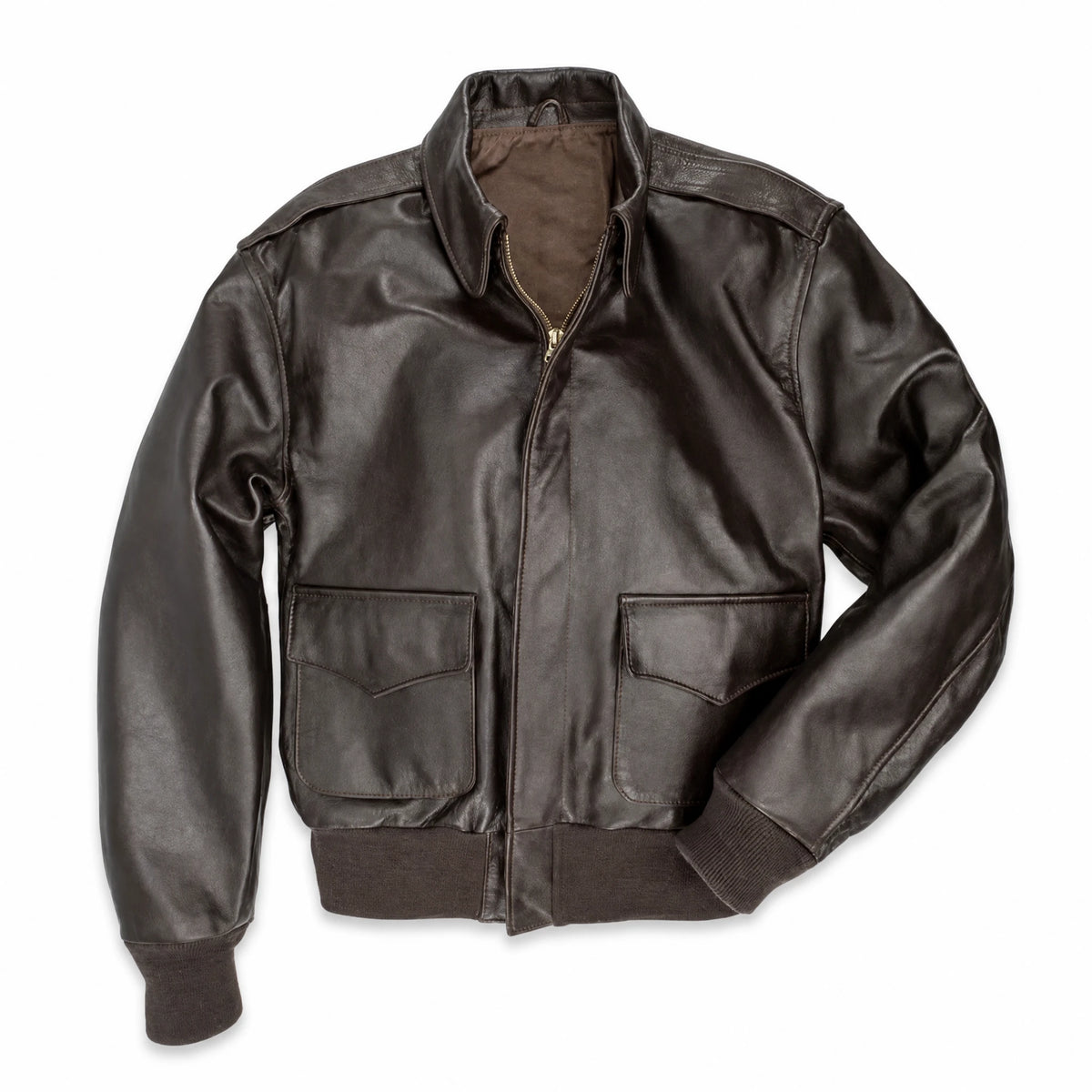 Veste en cuir Air Force à revers vintage - image principale