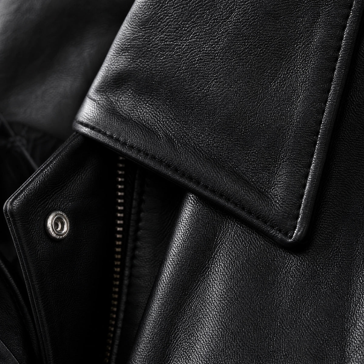 Veste en Cuir Oversize Vintage - close-up détail matière